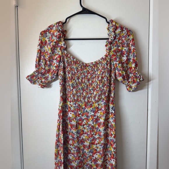 Faithfull the Brand X Lennox Midi Ditzy Floral White Red Yellow Dress Size Small - Picture 10 of 14